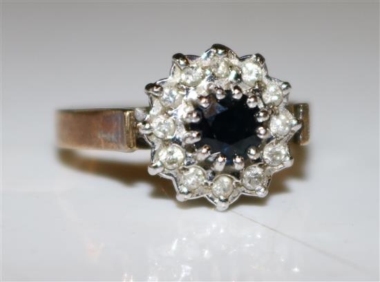 9ct gold sapphire and diamond ring